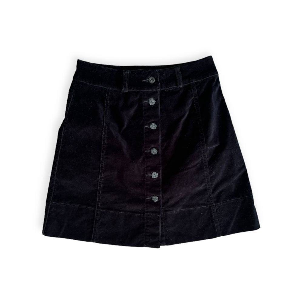 Kate Spade Broome Street black mini mod skirt button down Sz 2 XS